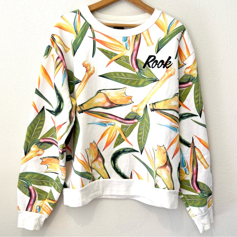 ROOK Men's Graphic Sweatshirt Bones + Broken Bottles Streetwear Unisex Size M